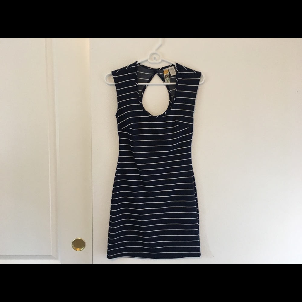 Women’s Mimi Chica blue and white striped dress.